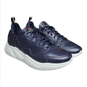 ROBERTO CAVALLI | Blue Leather Sneakers / Trainers in Size EU 44 / US 11